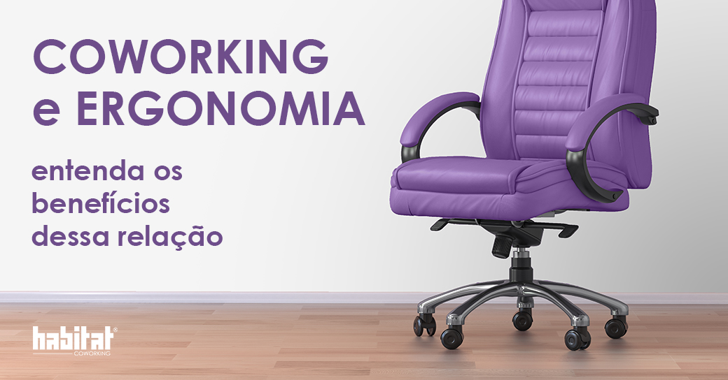 cadeira ergonomia com título ergonomia e coworking